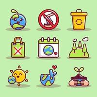 Earth Day Awareness Icon Sammlung vektor