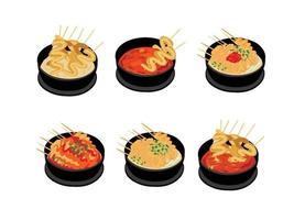 Vektor Hand gezeichnet eben Design Koreanisch Fisch Kuchen Snack und Suppe Illustration