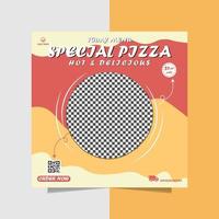 utsökt pizza snabbmat flygblad design vektor