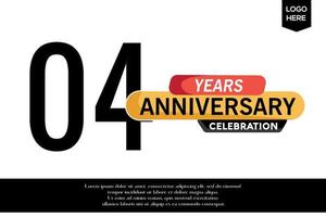 04. Jahrestag Feier Logo schwarz Gelb farbig mit Text im grau Farbe isoliert auf Weiß Hintergrund Vektor Vorlage Design