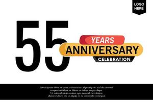 55 Jahrestag Feier Logo schwarz Gelb farbig mit Text im grau Farbe isoliert auf Weiß Hintergrund Vektor Vorlage Design