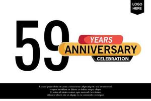 59: e årsdag firande logotyp svart gul färgad med text i grå Färg isolerat på vit bakgrund vektor mall design