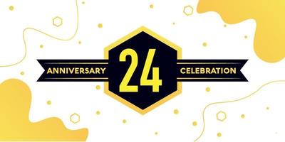 24 år årsdag logotyp vektor design med gul geometrisk form med svart och abstrakt design på vit bakgrund mall