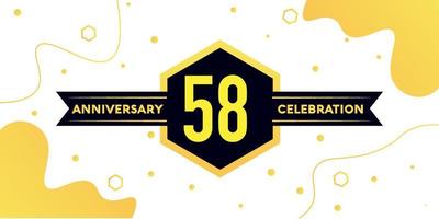 58 år årsdag logotyp vektor design med gul geometrisk form med svart och abstrakt design på vit bakgrund mall