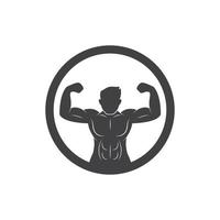 muskulös Körper Symbol Logo Abzeichen von Fitnessstudio Vektor Illustration