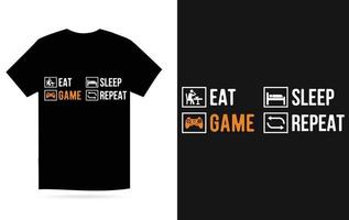 äta sömn spel upprepa t skjorta design vektor
