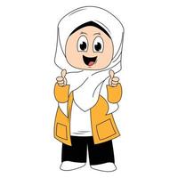 süß Mädchen Hijab Karikatur Illustration vektor