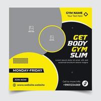 Gym social media posta webb baner eller fyrkant flygblad mall vektor