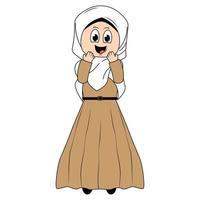 süß Mädchen Hijab Karikatur Illustration vektor