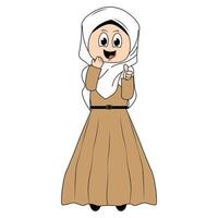 süß Mädchen Hijab Karikatur Illustration vektor