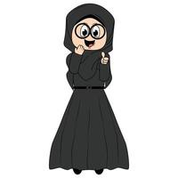 söt flicka hijab tecknad serie illustration vektor