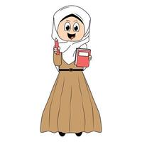 süß Mädchen Hijab Karikatur Illustration vektor
