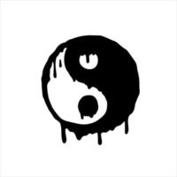 yin yang tecken. svart vit dao symbol. borsta stroke hand dragen illustration vektor