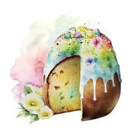 Ostern kulich Kuchen handgemalt Aquarell. vektorisiert Aquarell Zeichnung. vektor