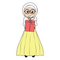 süß Mädchen Hijab Karikatur Illustration vektor