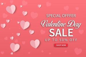 realistisches Sonderangebot Valentinstag Sale Banner mit Konzept. Design für Werbe- und Einkaufsvorlagen vektor