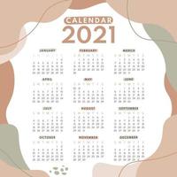 abstrakt kalenderlayout för 2021 kalendermall. veckan börjar på söndag. enkel sida kalender 2021 design vektor