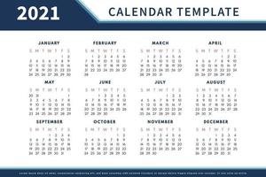 abstraktes Kalenderlayout für die Kalenderentwurfsvorlage 2021. Die Woche beginnt am Sonntag. einseitiger Kalender 2021 Design vektor