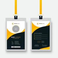 sauber und einfach bunt Identität Karte mit abstrakt Gelb Form. korporativ Unternehmen Mitarbeiter Identität Karte Vorlage vektor