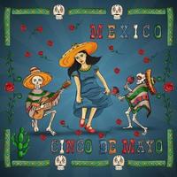illustration design av det mexikanska temat för cinco de mayo firande vektor
