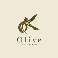 Olive Öl Logo, Olive Blatt Pflanze Kräuter- Garten Vektor, einfach elegant luxuriös Symbol Design Vorlage Illustration vektor