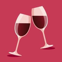 zwei Brille von rot Wein. Vektor Illustration
