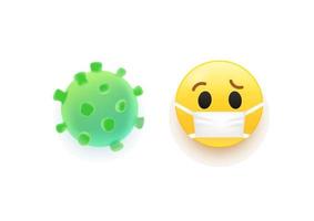 3D-Vektorillustration von Virus und Emoji. Wissenschaft abstrakter Hintergrund mit Virus vektor
