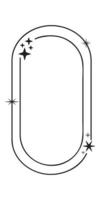 modern minimalistisk estetisk linje ram element, trendig linjär ramar med stjärnor, geometrisk formulär. båge ram med pärlar för social media eller affisch design, enkel dekorativ ram med boho stil vektor