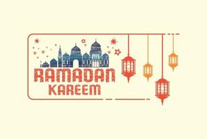 Gruß Ramadan kareem mit islamisch Ornamente. können Sein benutzt zum online und gedruckt Buchung braucht. Vektor Illustration