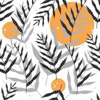 elegans sömlös mönster i abstrakt stil på de vit bakgrund. silhuetter grenar med prydnad, Sol och måne, ludd. botanisk konst. vektor illustration för textil, omslag, omslag.