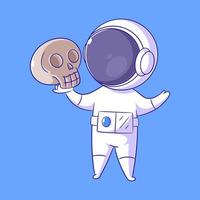 astronaut bär skalle i rätt hand vektor
