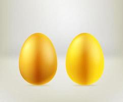 glad påsk gratulationskort mall. gyllene ägg på ljus bakgrund vektor