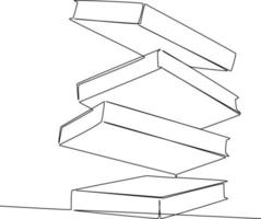 enda en linje teckning av fyra flygande böcker. värld bok dag begrepp. kontinuerlig linje teckning design grafisk vektor illustration.