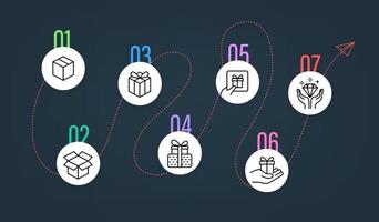 Schritte mit Symbolen von Geschenkboxen. Infografiken Vorlage vektor