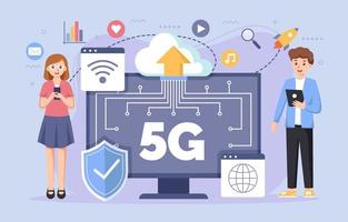 5g kabellos Netzwerk Technologie Hintergrund Vektor. vektor