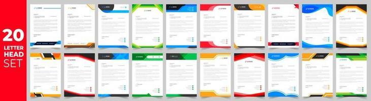 företags- modern brev design mall uppsättning med gul, blå, grön och röd Färg. kreativ modern brev huvud design bunt mall för din projekt. brevpapper, brev huvud. vektor