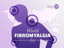 Welt Fibromyalgie Tag Design mit Menschen und Körper Schmerzen Schultern vektor