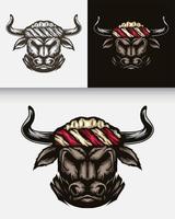 djur- batak buffel karaktär illustration. enkel etnisk djur- huvud kultur vektor design. isolerat med mjuk bakgrund.