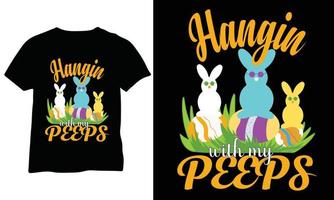 hängen mit meine guckt, glücklich Ostern Tag Ei T-Shirt Design Vektor