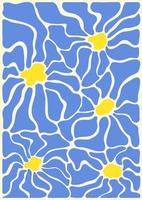 abstrakt affisch med daisy blomma. retro häftig mönster blomma konst. organisk klotter former i trendig naiv retro hippie 60s 70s stil. estetisk modern konst illustration. retro blommig posters vektor