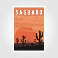 saguaro nationell parkera retro affisch, vektor illustration