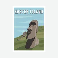 Moai Vektor Poster, Stein monolithisch Statuen auf Ostern Insel im das Pazifik Ozean.