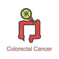 kolorektral cancer ikon platt Färg vektor