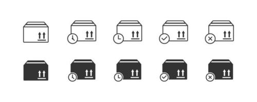 einstellen von Lieferung Box Symbol. Transport Symbol eben Stil isoliert auf Weiß Hintergrund. vektor