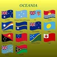 einstellen von winken Flaggen von Ozeanien vektor
