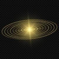 glöd vektor ljus effekt, galax med planet bana cirklar lysande halo