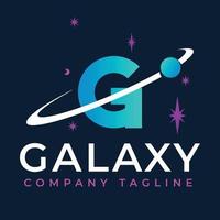 galax mall på g brev. planet logotyp design begrepp vektor