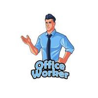 Angestellter Büro Arbeiter Maskottchen Logo Charakter vektor