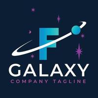 galax mall på f brev. planet logotyp design begrepp vektor