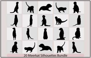 Vektor Illustration von ein schwarz Silhouette Erdmännchen, Erdmännchen Silhouetten suricata Suricatta, Vektor Illustration von schwarz Silhouette Erdmännchen